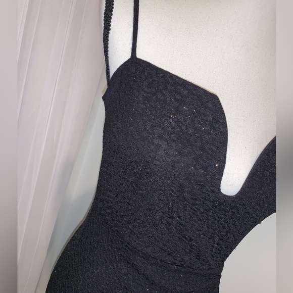 WINDSOR sparkle black vneck high cut formal prom dress size medium large 10 - Picture 10 of 13